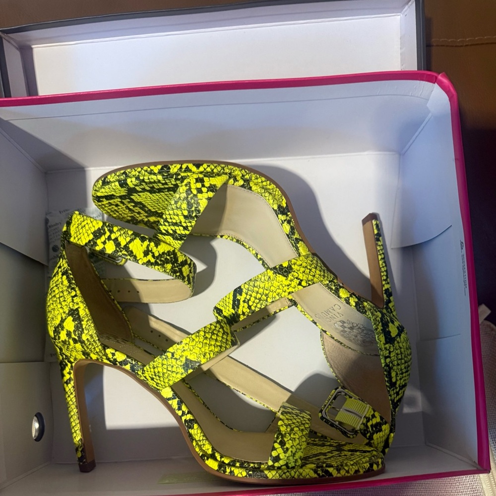 Vince Camuto:VC Bettinie Yellow New n Multi Snake Heels-New